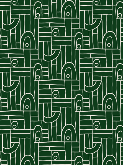Deco Tile Wallpaper, green