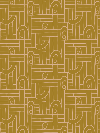 Deco Tile Wallpaper, mustard