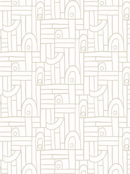 Deco Tile Wallpaper, off-white and neutral