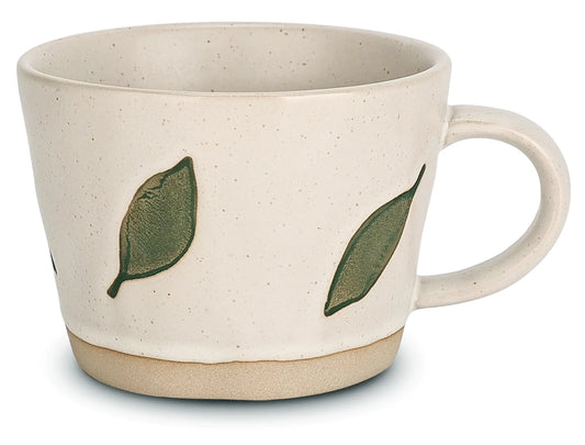LINVIA Leaf Mug 11 oz Ceramic Coffee Cup for Tea Latte Cappuccino Cute Unique Stoneware Teacup with Handle (1 Pack Green)