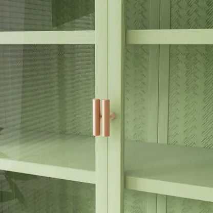Glass Door Modern Two-door Wall Cabinet, Wall Cabinet With Characteristic Woven Pattern, Green Unavailable Platforms- Temu