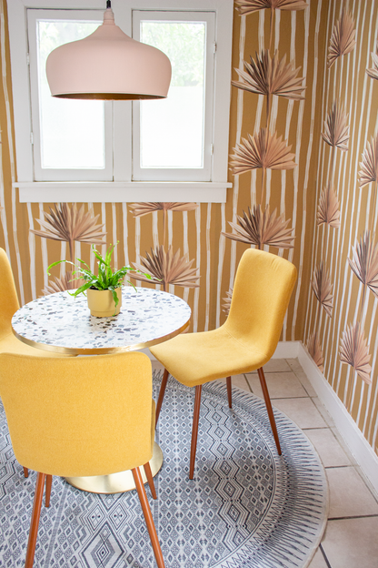 Stripey Palm Wallpaper, mustard