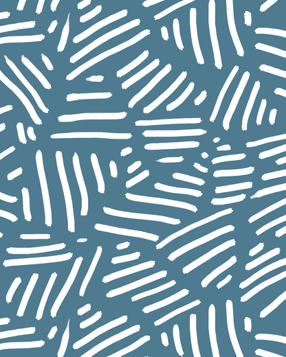 Simple Stripes Wallpaper, denim blue