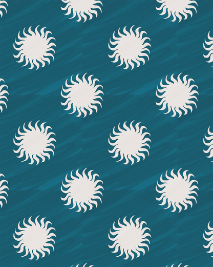 Sol Wallpaper, blue and white
