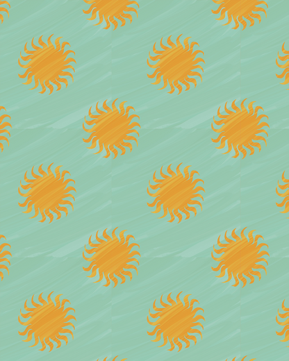 Sol Wallpaper, mint and yellow