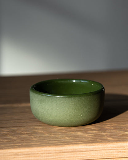 Handmade Porcelain Pinch Bowl. Green