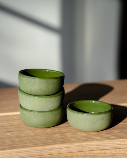 Handmade Porcelain Pinch Bowl. Green