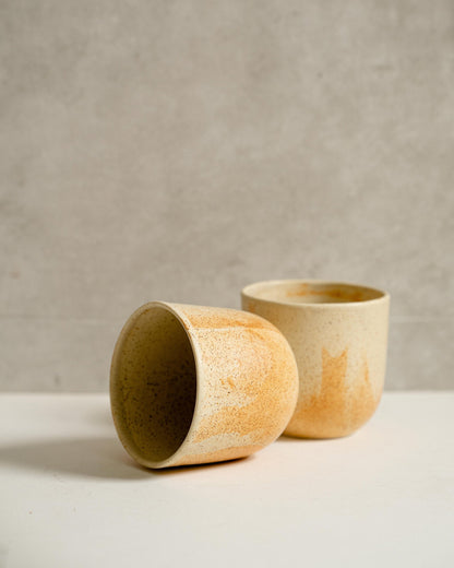 Beige Stoneware Coffee Tumbler