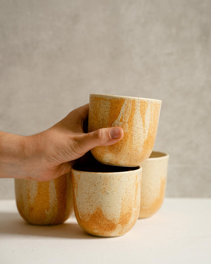Beige Stoneware Coffee Tumbler