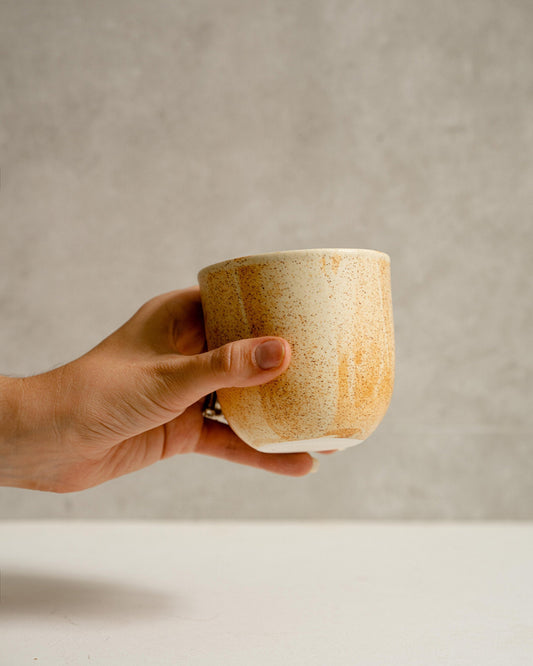 Beige Stoneware Coffee Tumbler