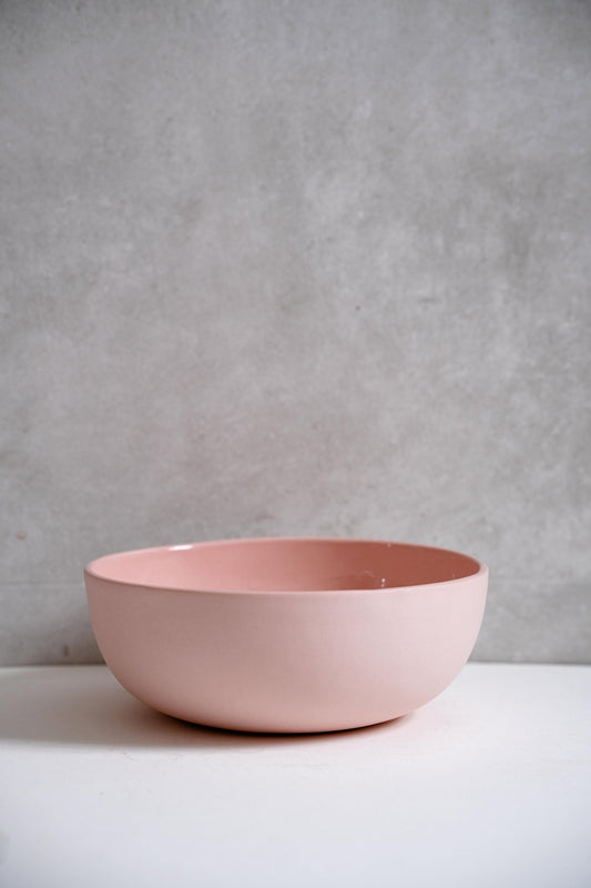 Handmade Porcelain Salad Serving Bowl - Powder Pink
