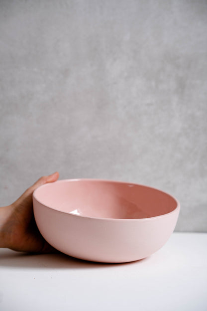 Handmade Porcelain Salad Serving Bowl - Powder Pink