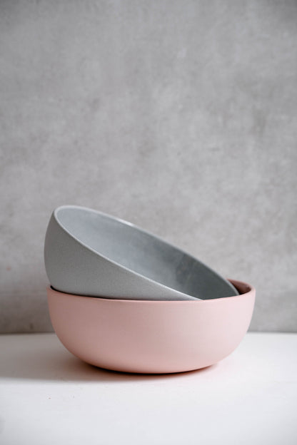 Handmade Porcelain Salad Serving Bowl - Powder Pink