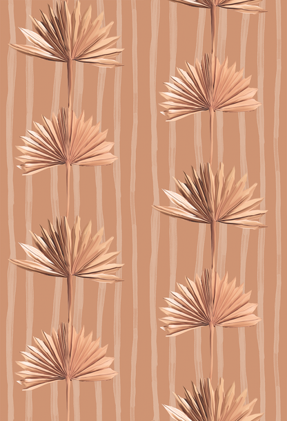 Stripey Palm Wallpaper, terra cotta
