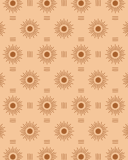 Sun Rays Wallpaper, peach and rust