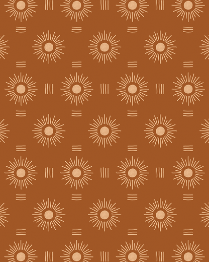 Sun Rays Wallpaper, rust and peach