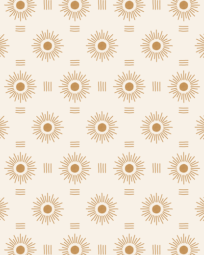 Sun Rays Wallpaper, off-white and mustard
