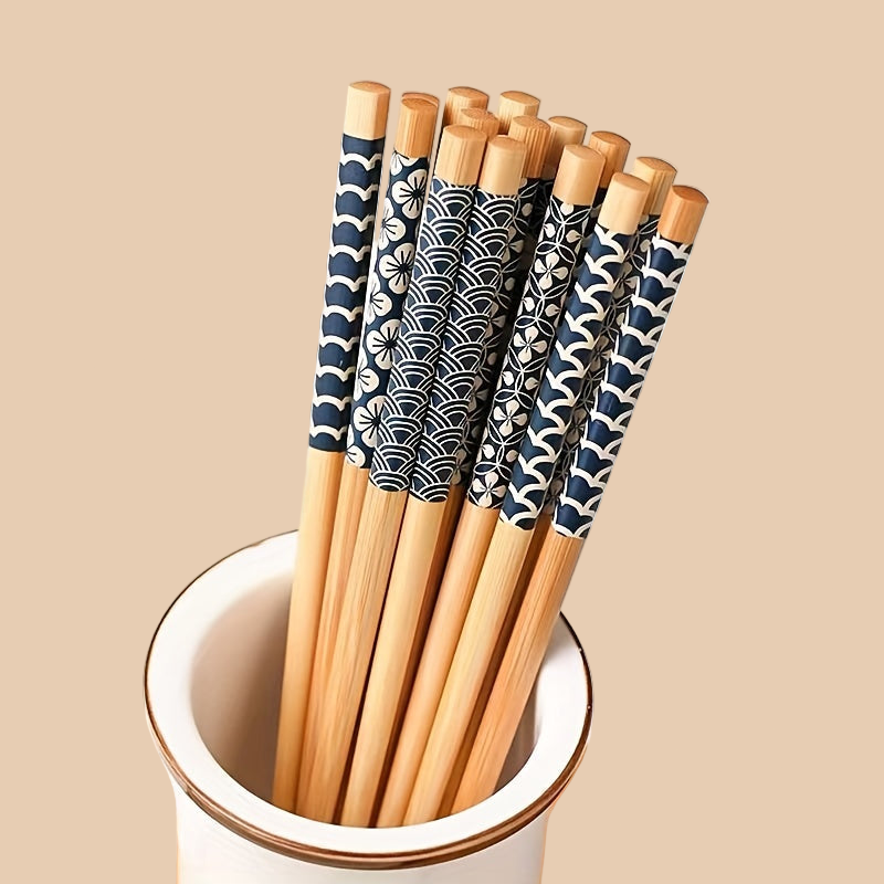 5 Pairs Premium Reusable Multicolor Nonslip Bamboo Chopsticks