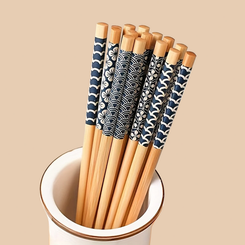 5 Pairs Premium Reusable Multicolor Nonslip Bamboo Chopsticks