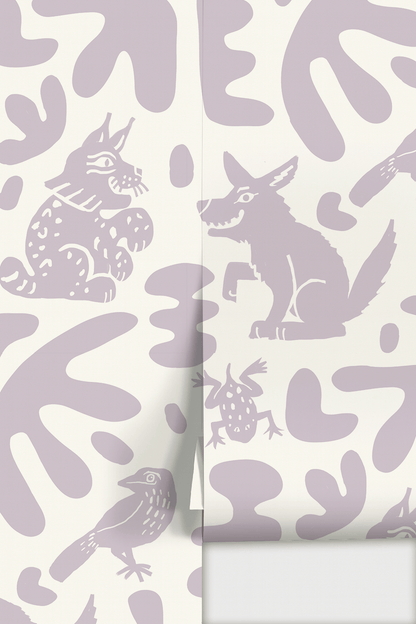 Abstract Animales Wallpaper, lavender - mosswell.us