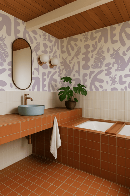 Abstract Animales Wallpaper, lavender - mosswell.us