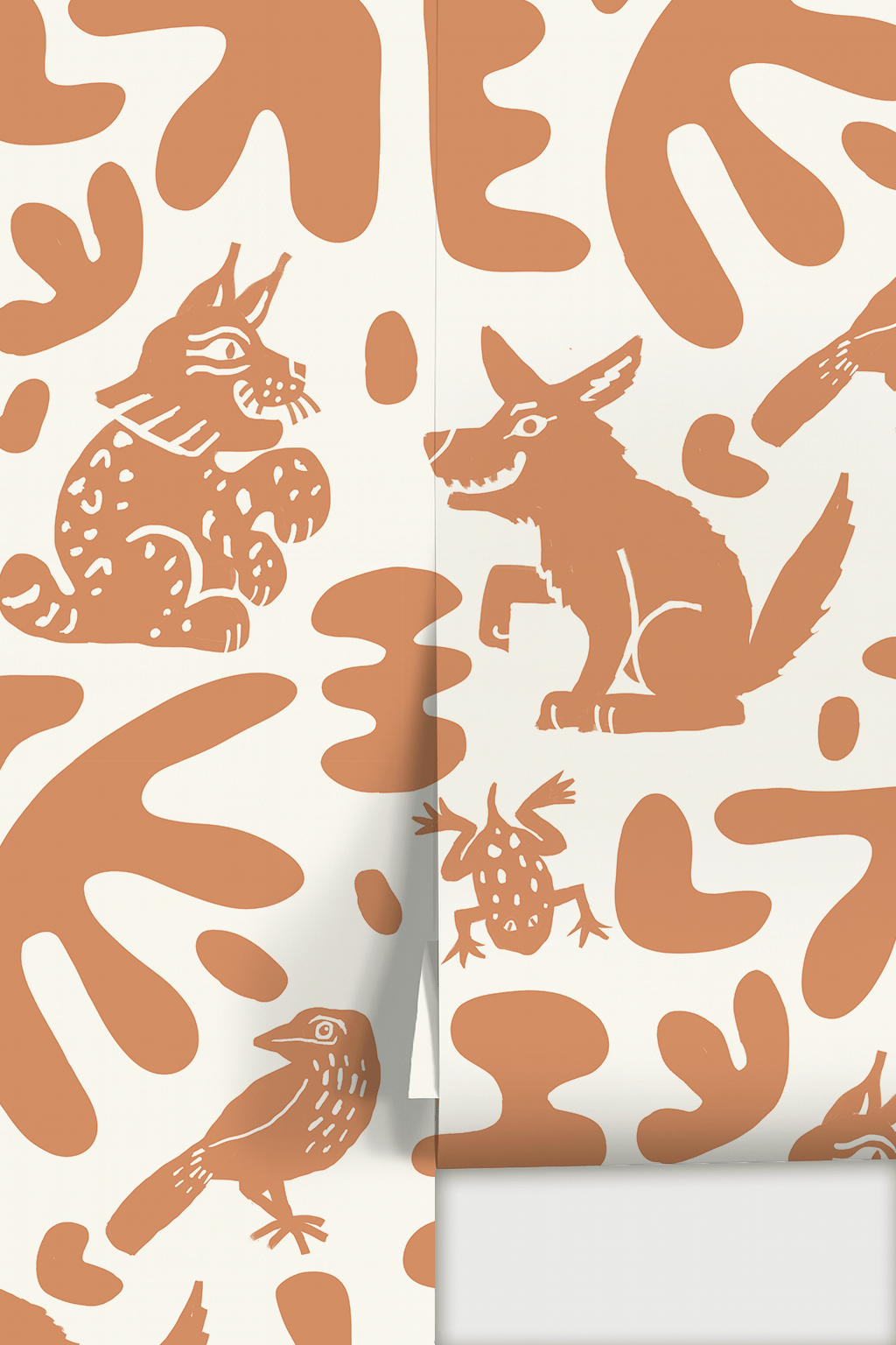 Abstract Animales Wallpaper, terra cotta - mosswell.us