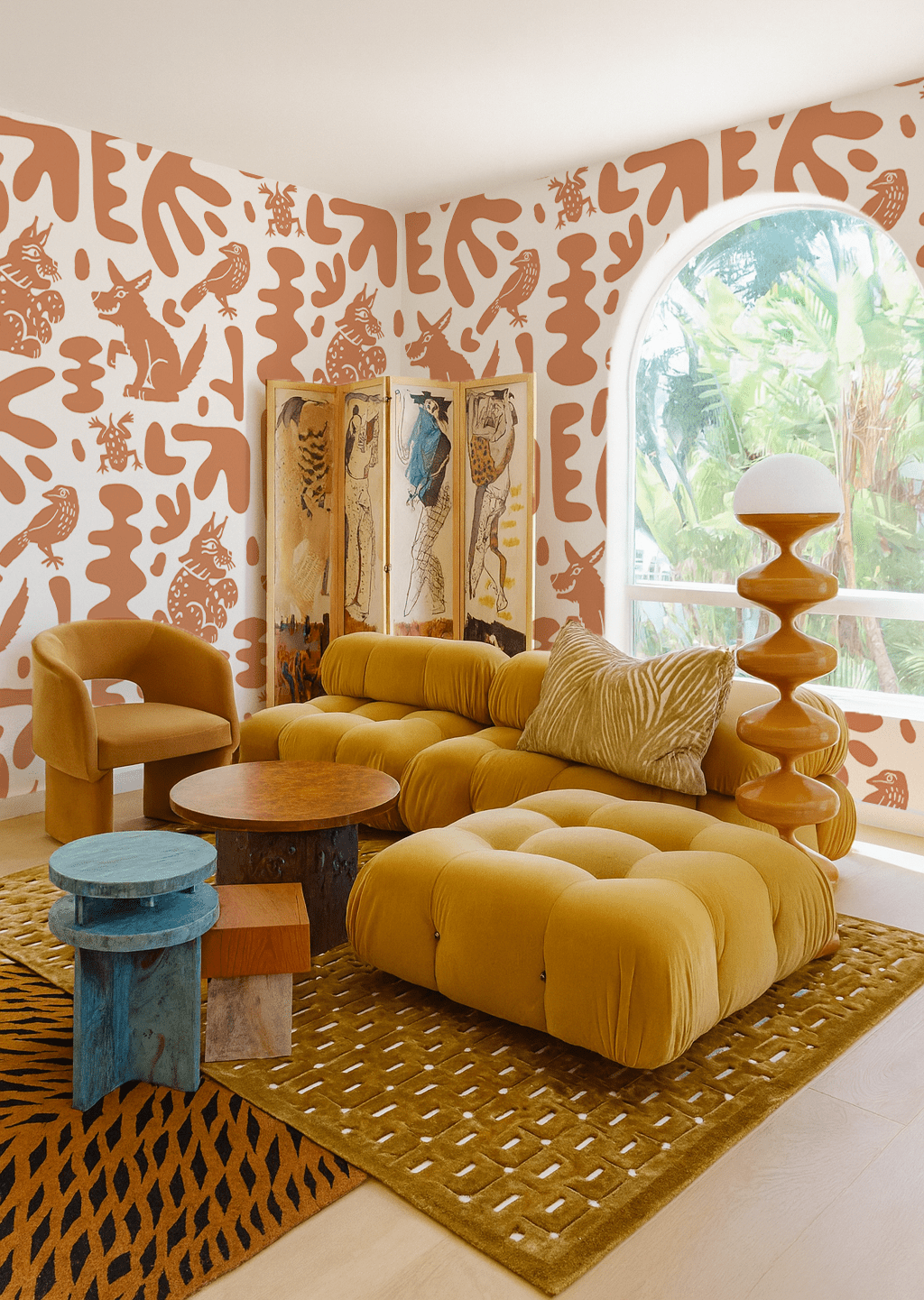 Abstract Animales Wallpaper, terra cotta - mosswell.us