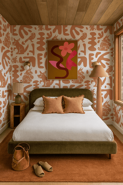 Abstract Animales Wallpaper, terra cotta - mosswell.us