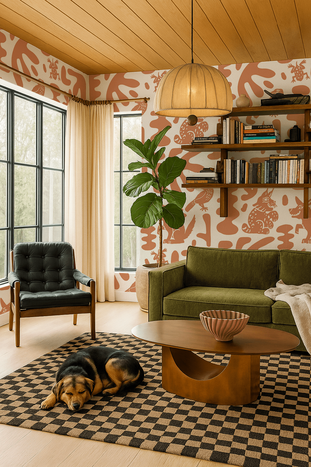 Abstract Animales Wallpaper, terra cotta - mosswell.us