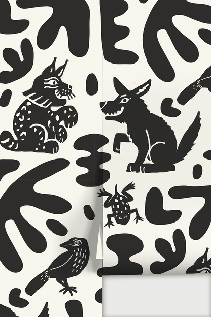 Abstract Animales Wallpaper, white & black - mosswell.us