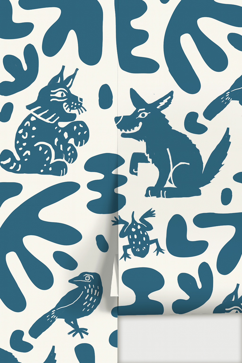 Abstract Animales Wallpaper, white & blue - mosswell.us