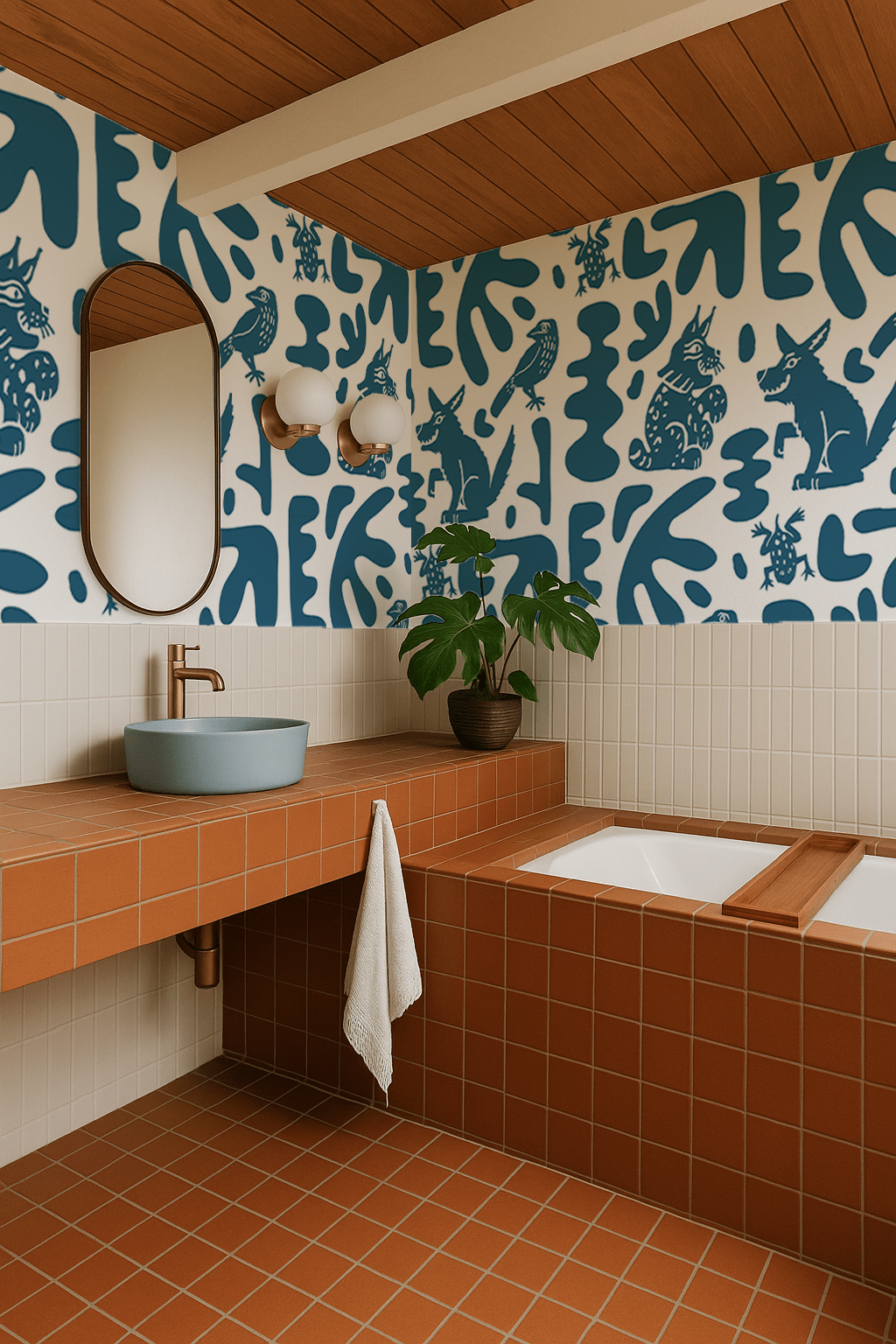 Abstract Animales Wallpaper, white & blue - mosswell.us