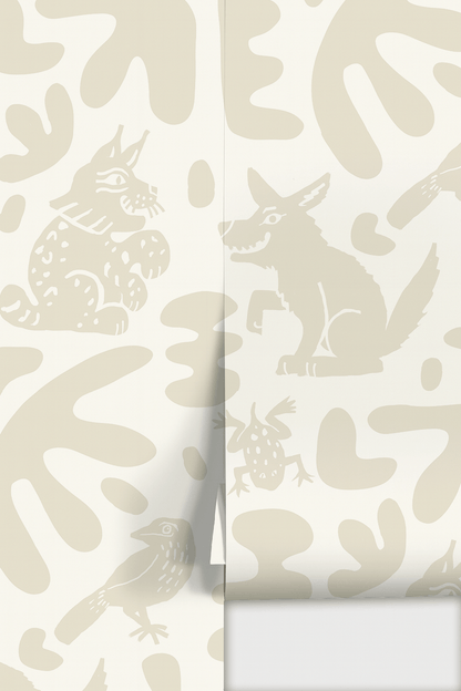 Abstract Animales Wallpaper, white & neutral - mosswell.us