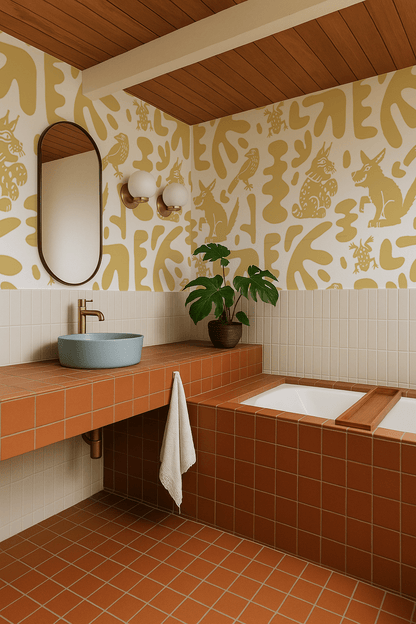 Abstract Animales Wallpaper, yellow - mosswell.us