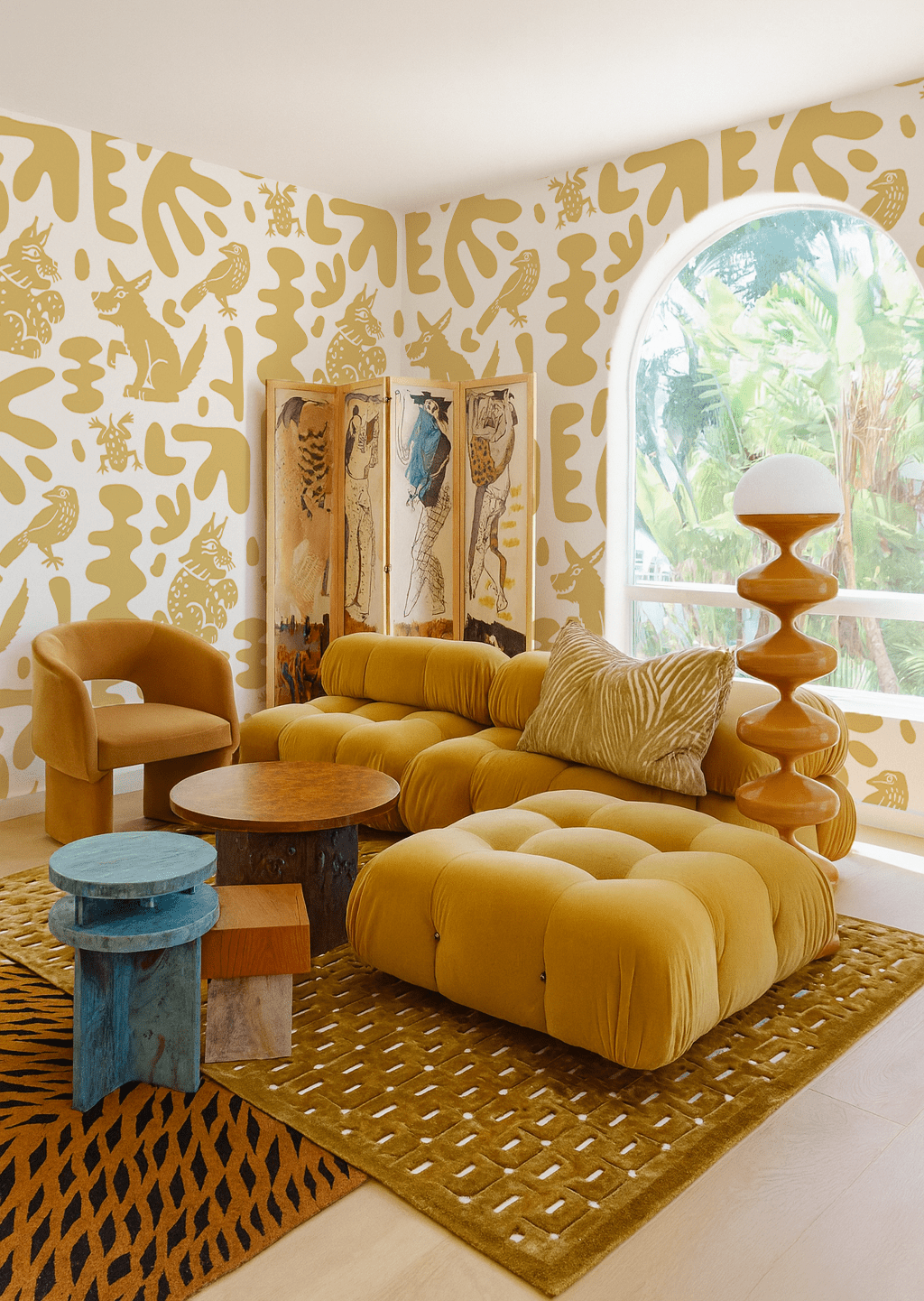 Abstract Animales Wallpaper, yellow - mosswell.us