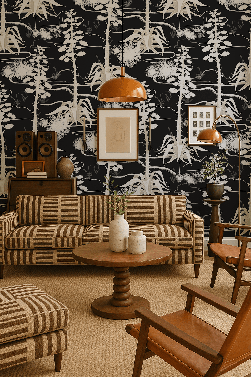 Agave Valley Wallpaper, black and white - mosswell.us