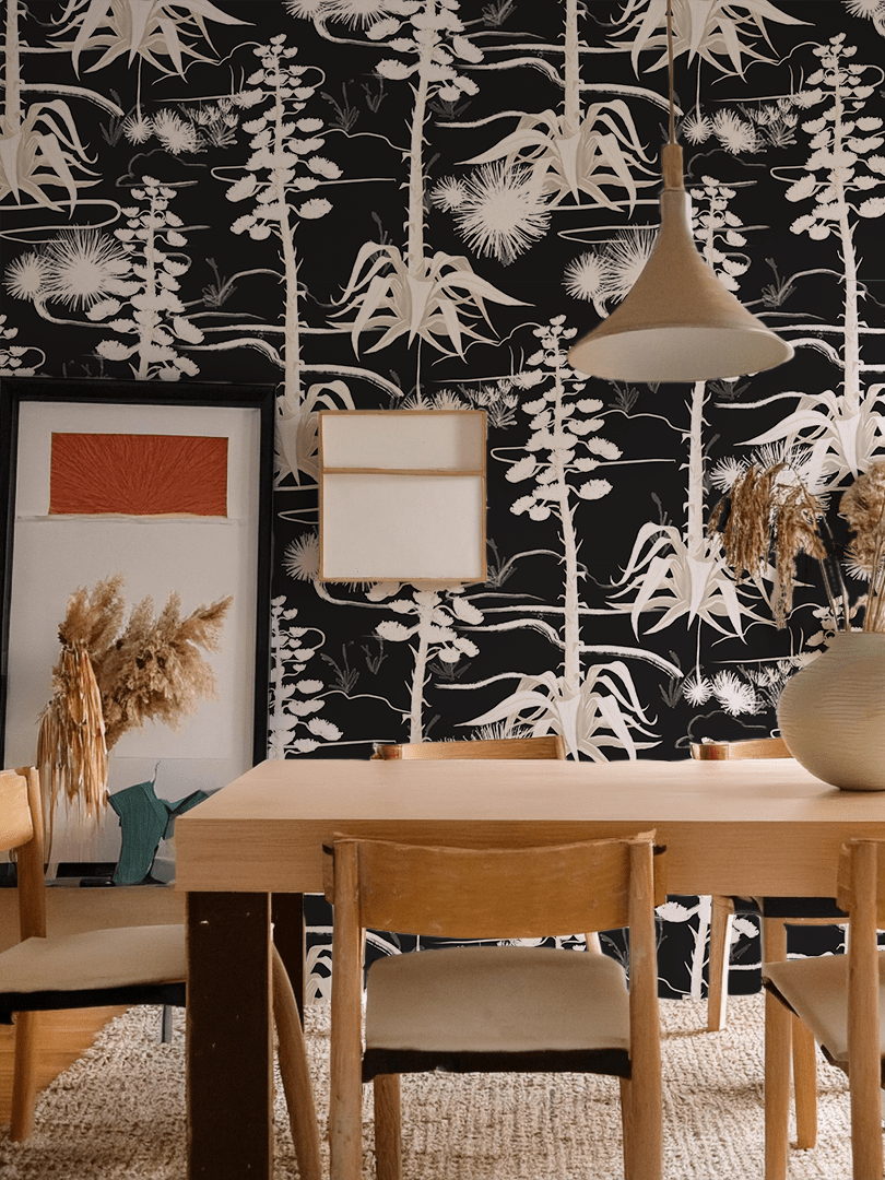 Agave Valley Wallpaper, black and white - mosswell.us