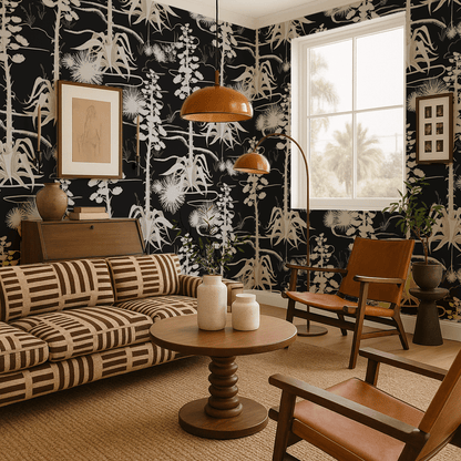 Agave Valley Wallpaper, black and white - mosswell.us