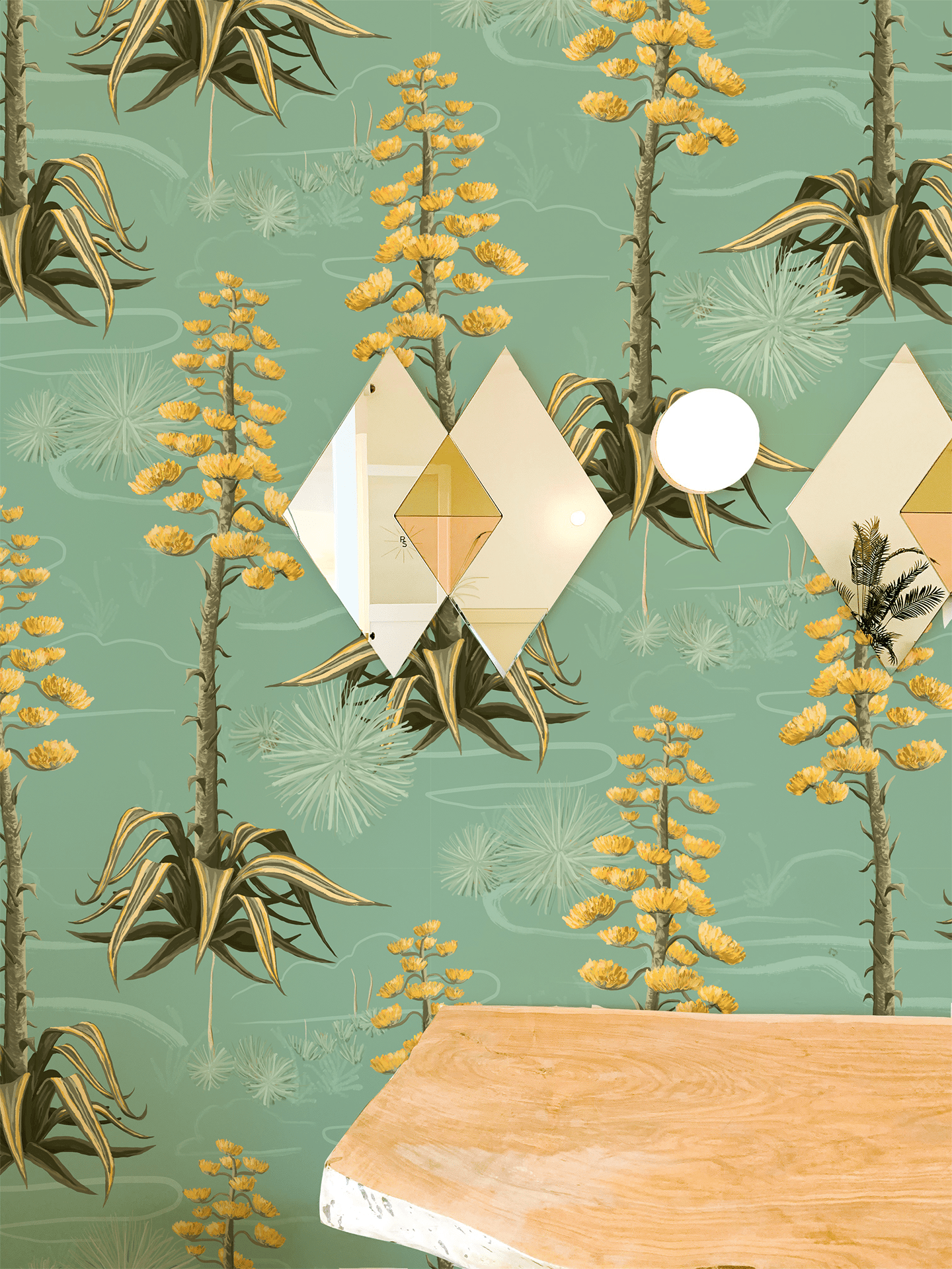 Agave Valley Wallpaper, mint - mosswell.us