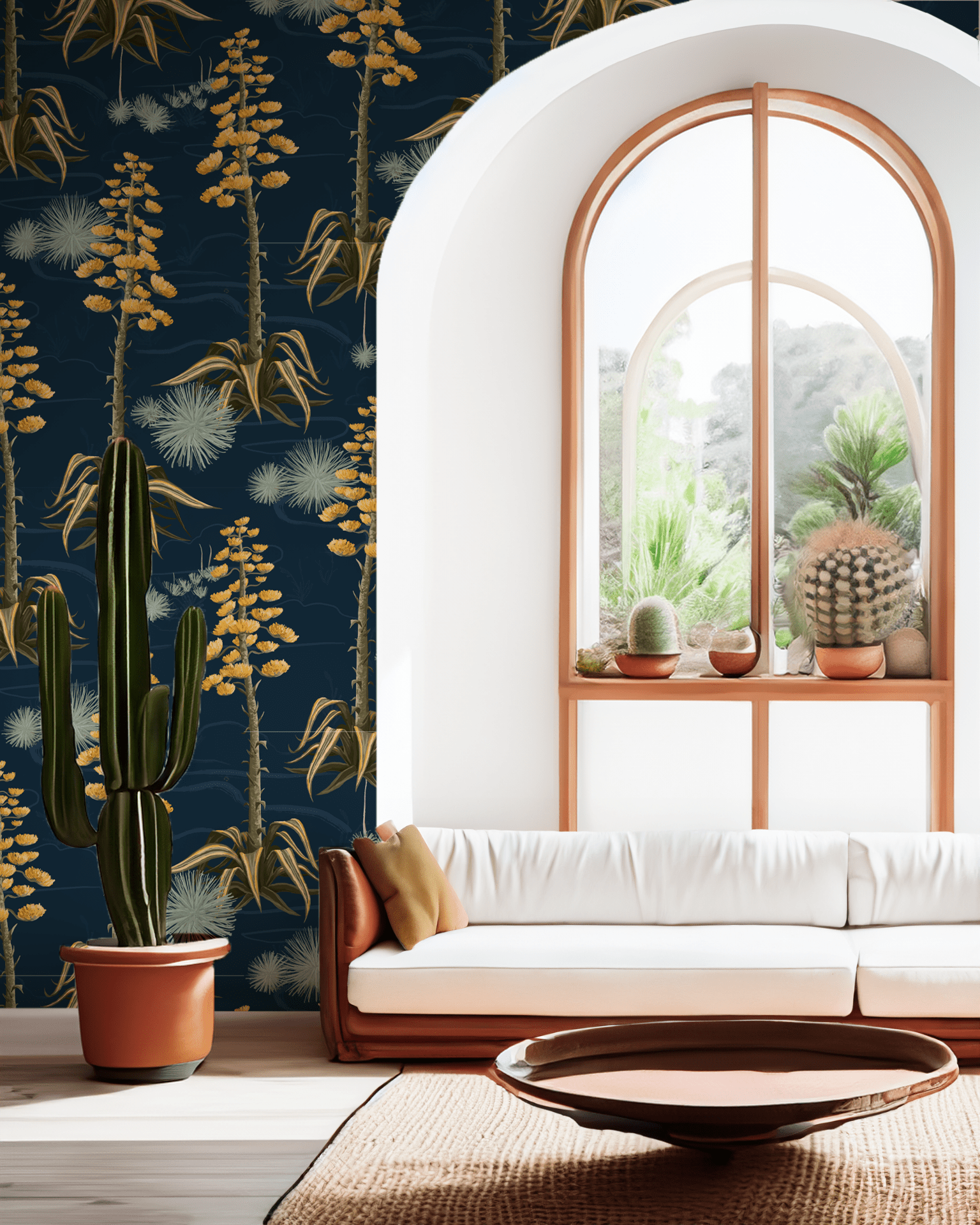 Agave Valley Wallpaper, navy - mosswell.us
