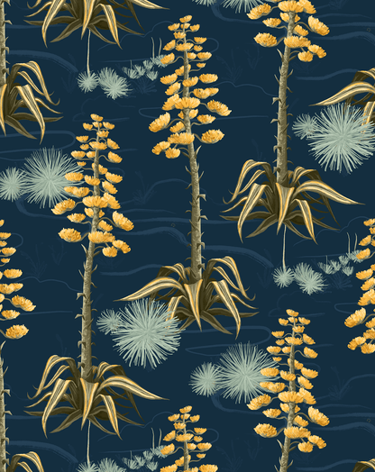 Agave Valley Wallpaper, navy - mosswell.us