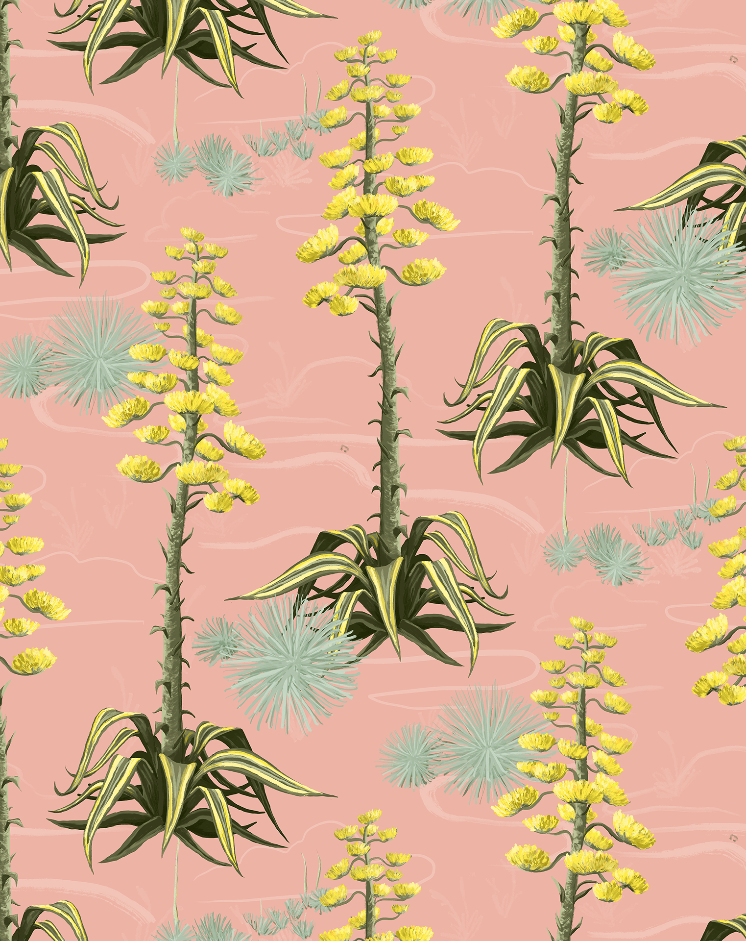 Agave Valley Wallpaper, pink - mosswell.us