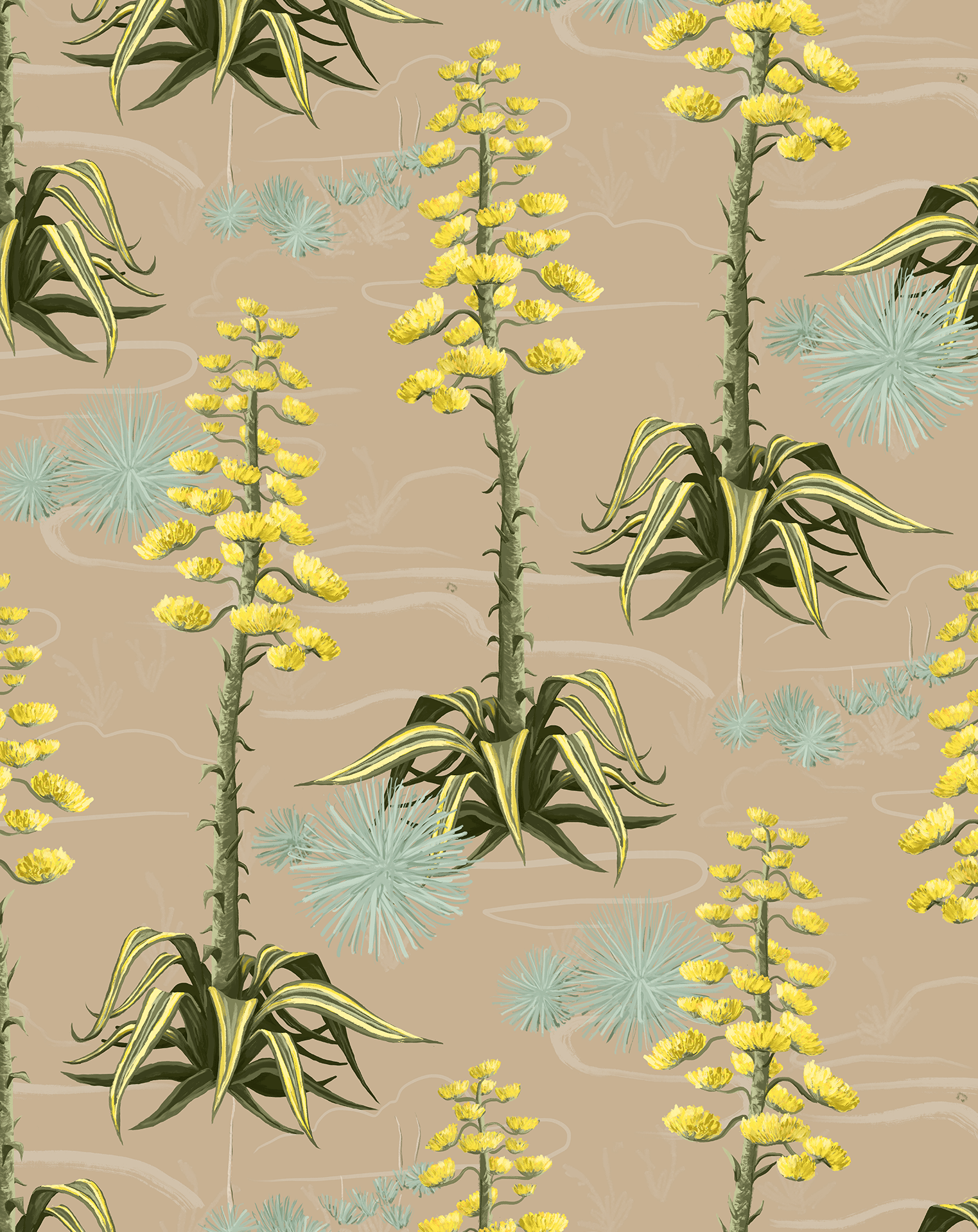 Agave Valley Wallpaper, tan - mosswell.us