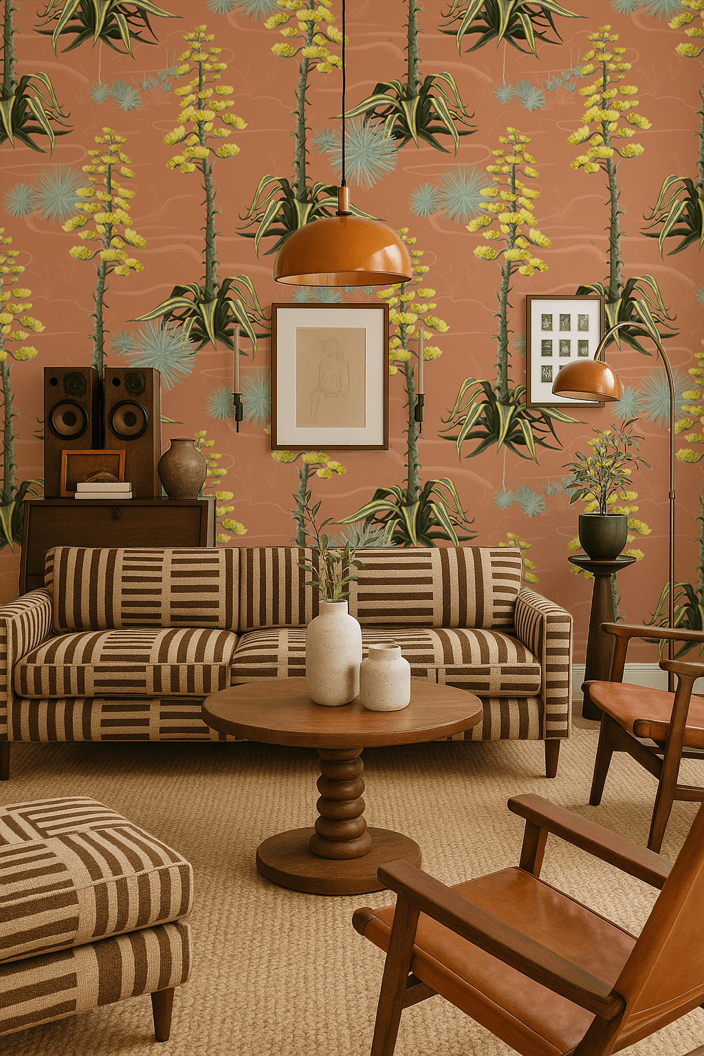 Agave Valley Wallpaper, terra cotta - mosswell.us