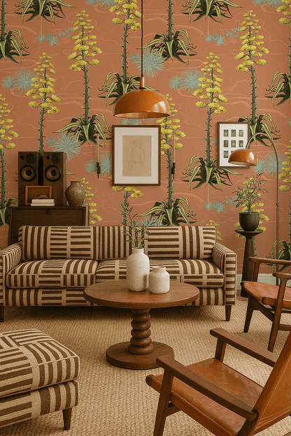 Agave Valley Wallpaper, terra cotta - mosswell.us