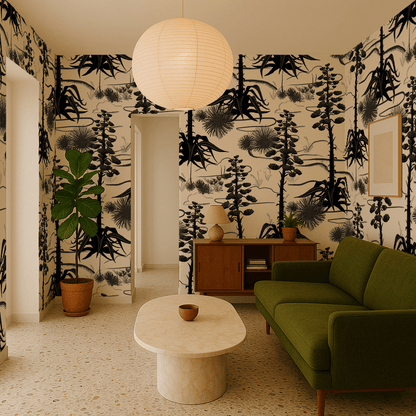 Agave Valley Wallpaper, white and black - mosswell.us