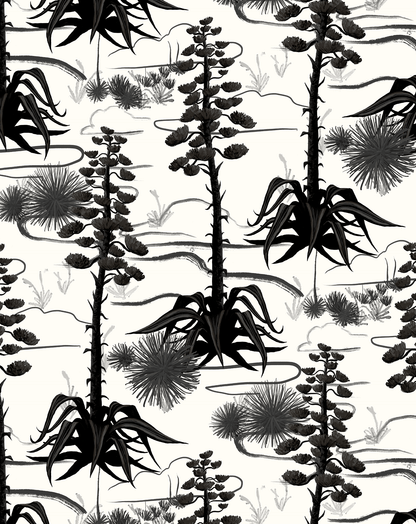 Agave Valley Wallpaper, white and black - mosswell.us