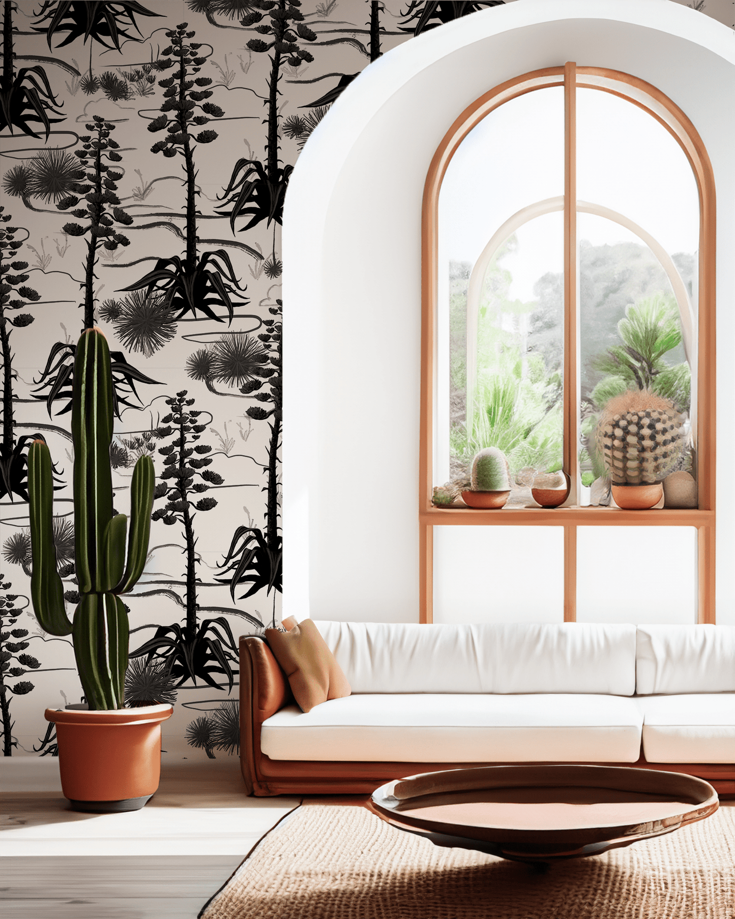 Agave Valley Wallpaper, white and black - mosswell.us