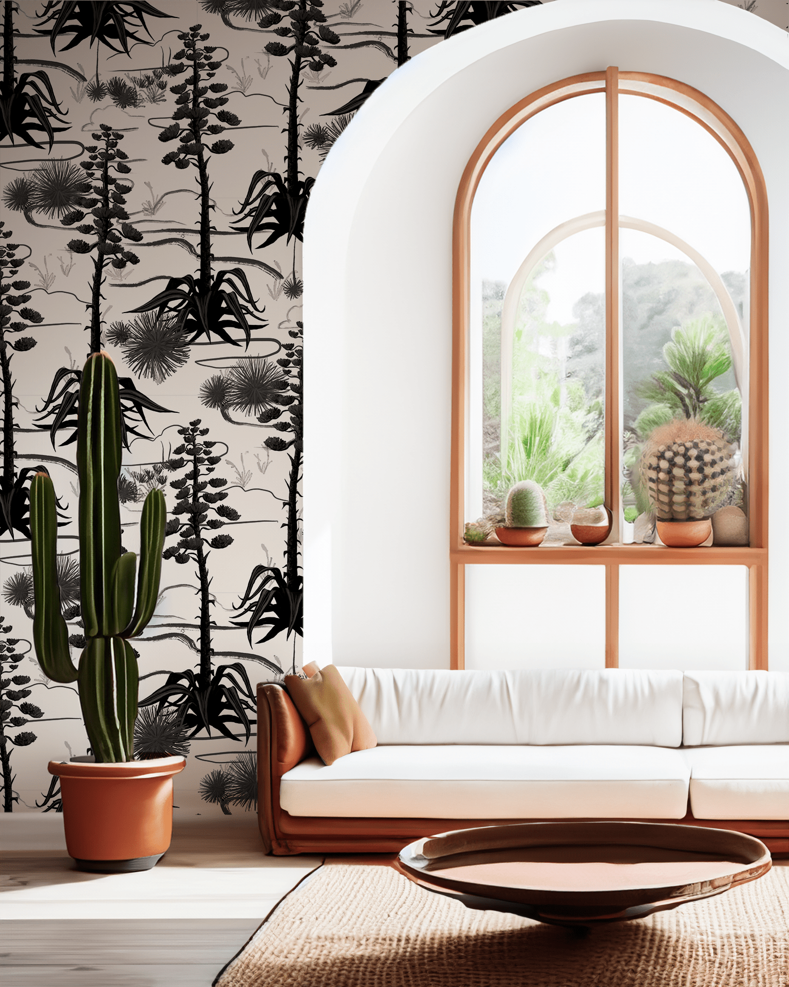 Agave Valley Wallpaper, white and black - mosswell.us