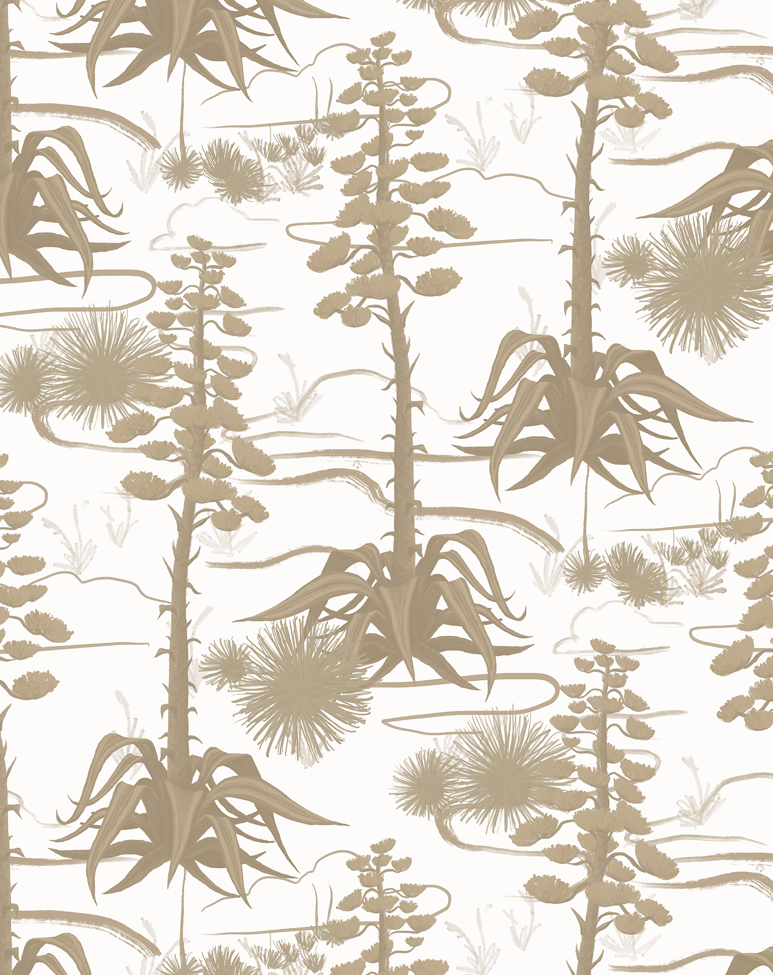 Agave Valley Wallpaper, white and tan - mosswell.us